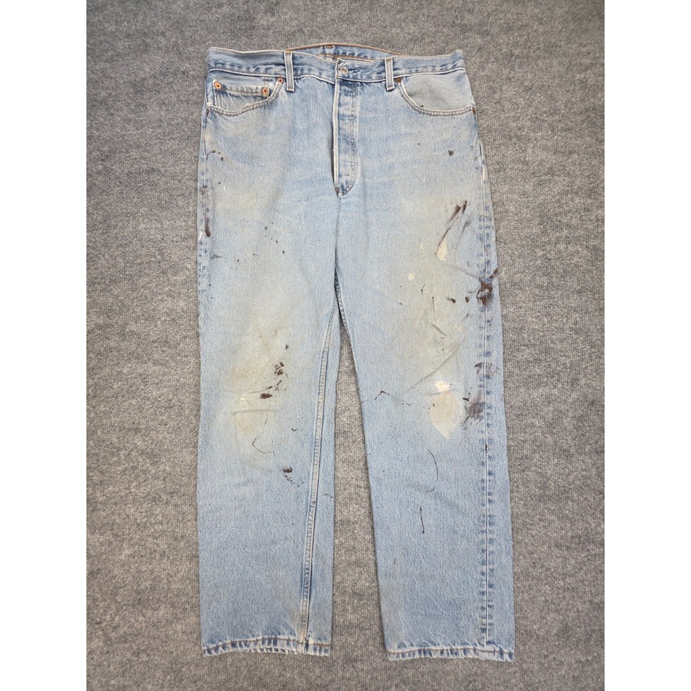 Vintage Levis 501 Jeans Mens 36x30 (FITS 34 x 29)Blue Button Fly Pants Y2K Paint